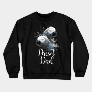 Color Splatter African Grey Parrot Dad Black Crewneck Sweatshirt